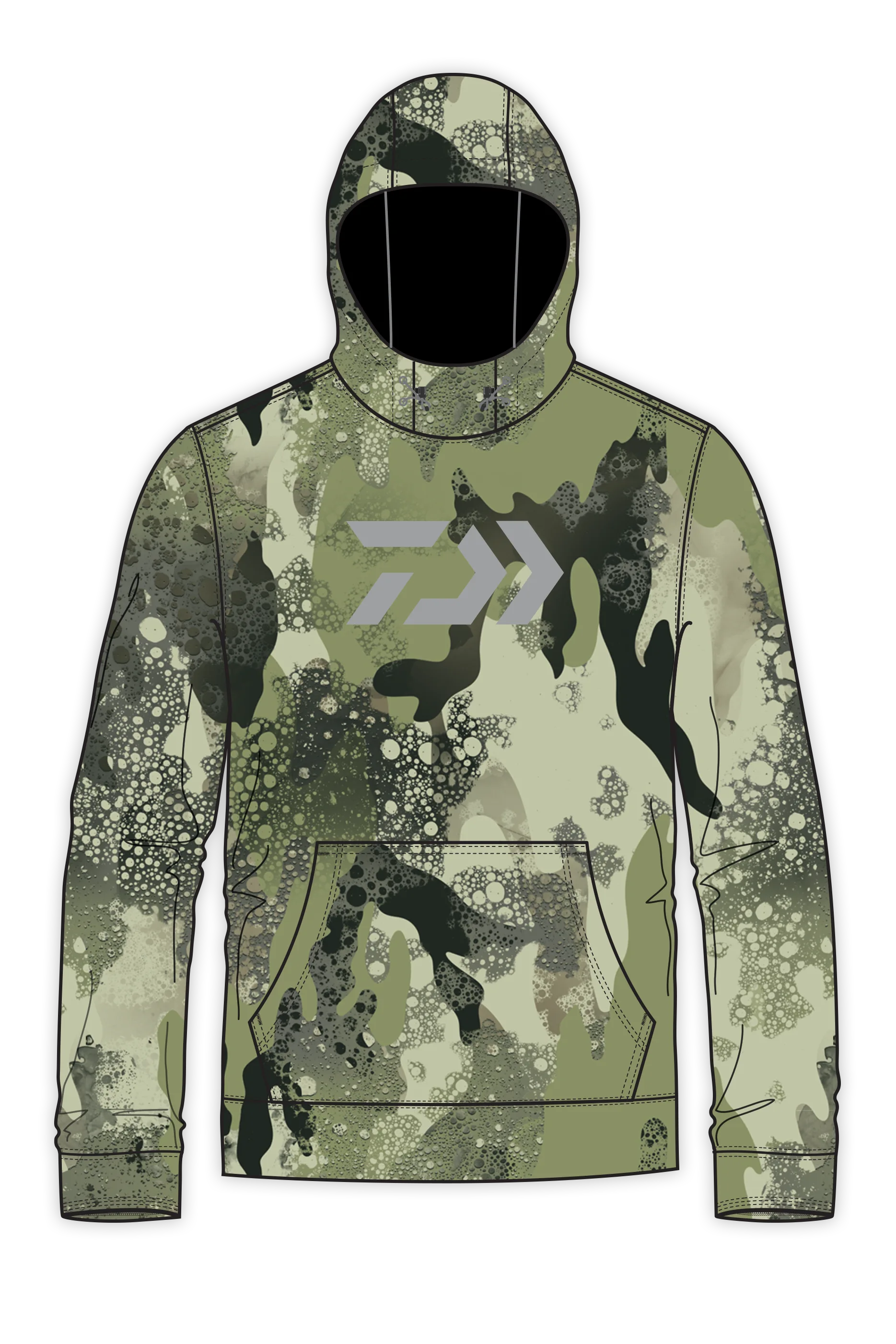 D-Vec Grey Logo Woods Camo Fleece Hoodie