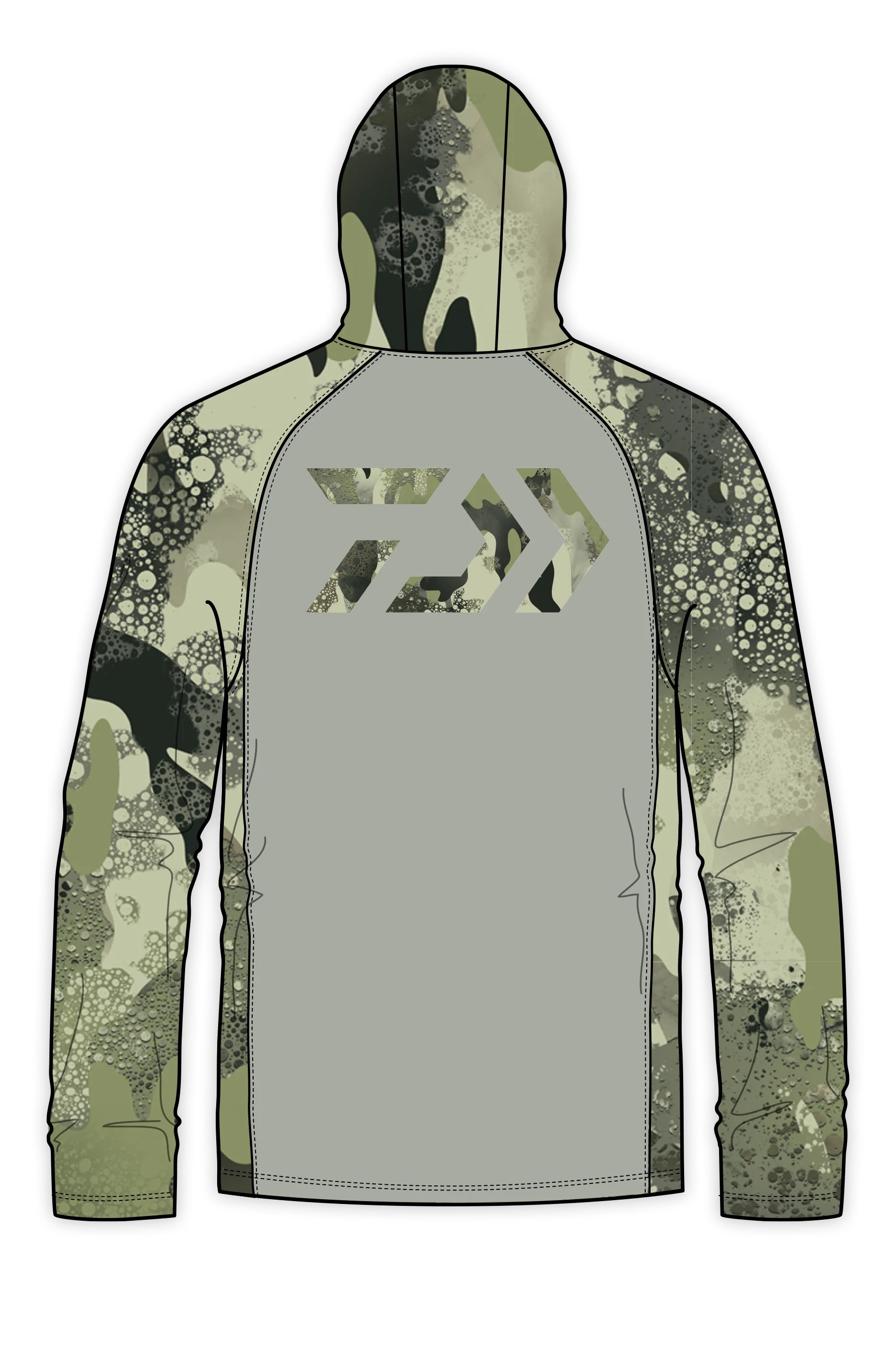 D-Vec Grey With Woods Camo Logo Ls Hd Sunshirt