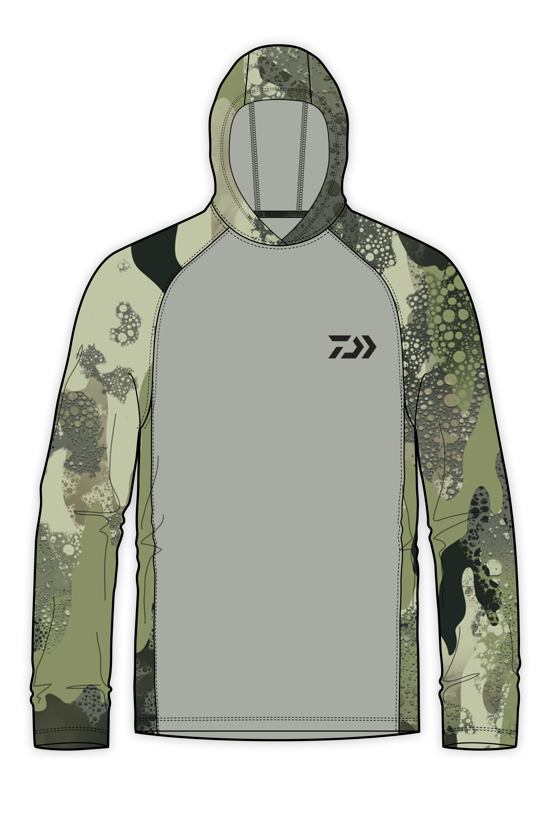 D-Vec Grey With Woods Camo Logo Ls Hd Sunshirt