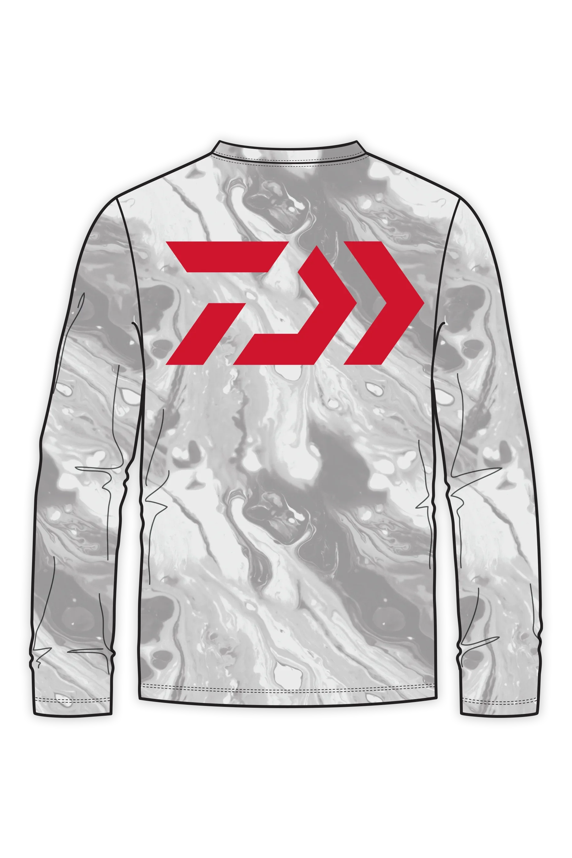 D-Vec Snow Camo Red Logo Ls Perf Sunshirt