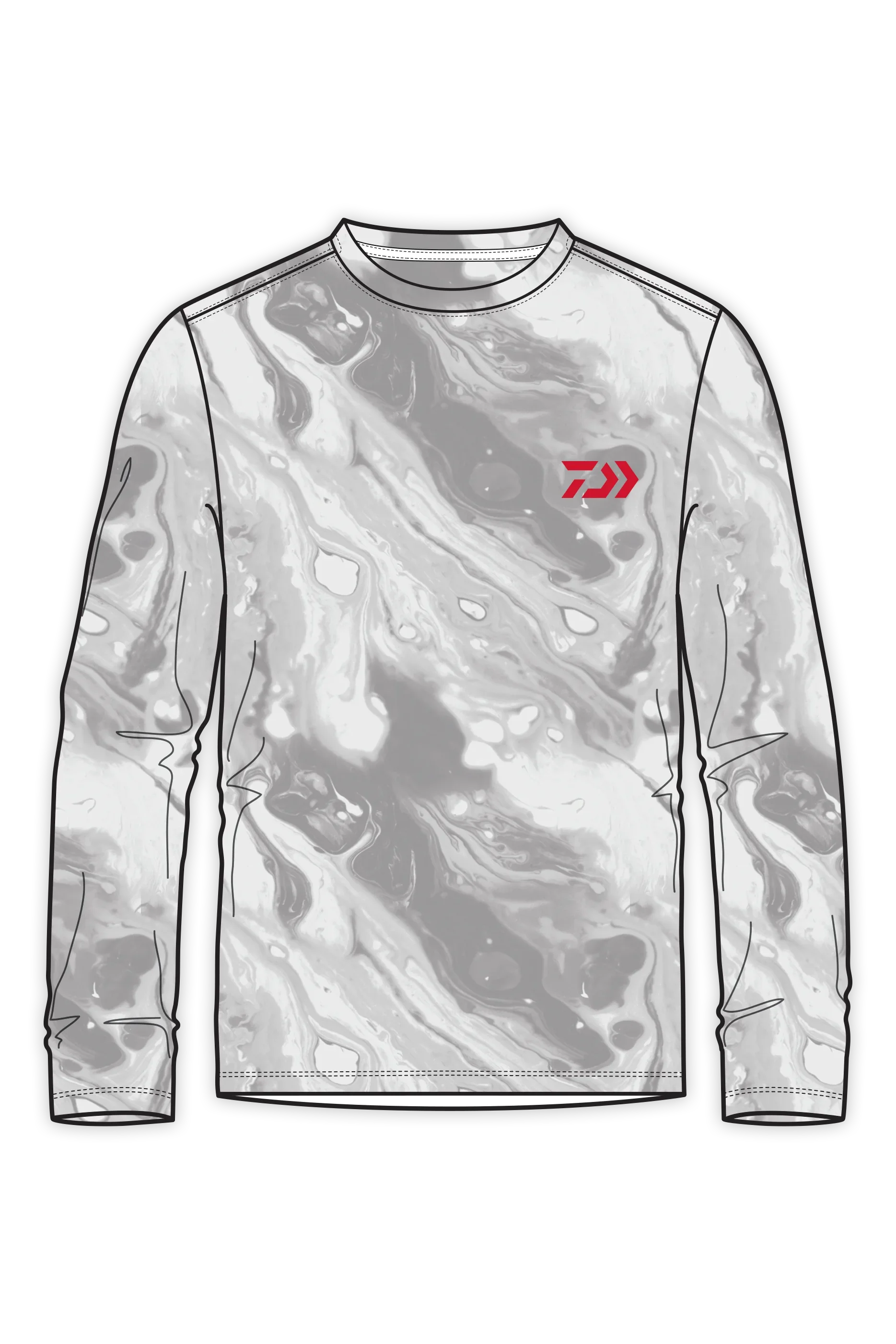 D-Vec Snow Camo Red Logo Ls Perf Sunshirt